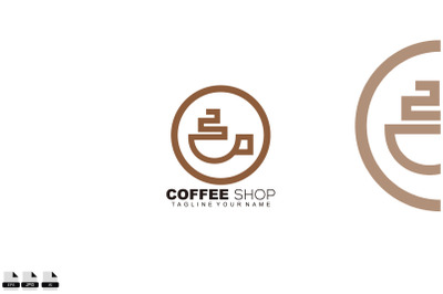 coffee shop design icon logo style line art color