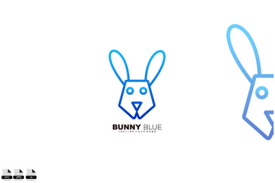 bunny head design line art logo gradient color