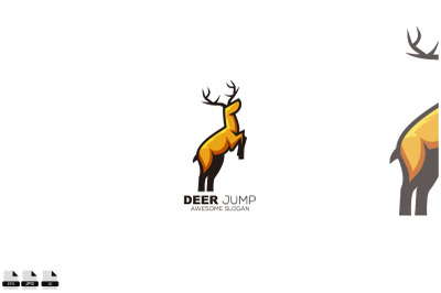 deer jump design mascot logo colorful symbol