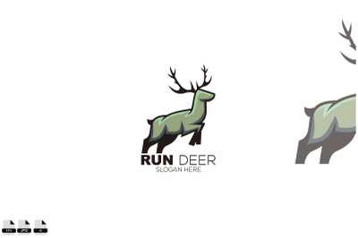 run deer logo design mascot illustration template business