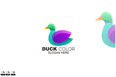 duck gradient color style logo design for business icon