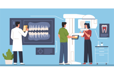 Dental procedure. Oral cavity panoramic image creating, professional s