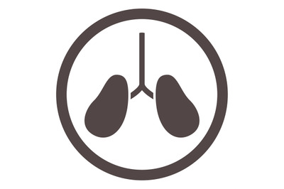 Lungs black icon. Respiratory system round symbol