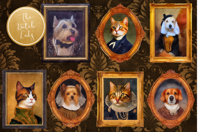 Victorian Pet Portraits Clipart Set