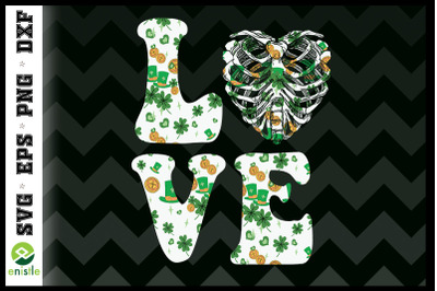 LOVE Skeleton St Patrick Day