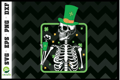 Skeleton Drinking St Patrick Day