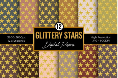 Gold Glitter Stars Digital Papers