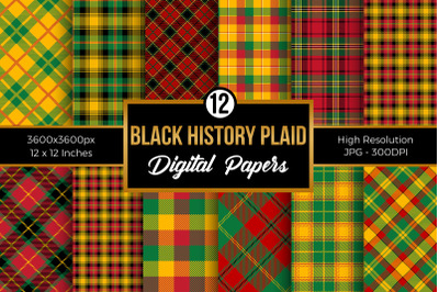 Black History Month Plaid Pattern Digital Papers