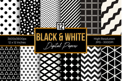 Black and White Digital Papers