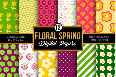 Floral Spring Digital Papers.