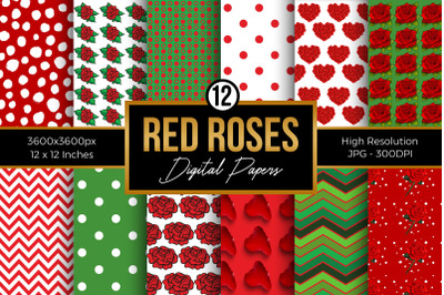 Red Roses Digital Papers