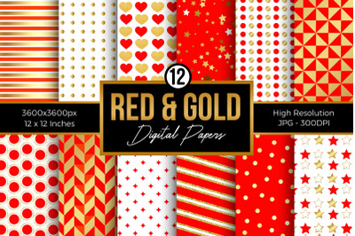 Red and Gold Digital Papers