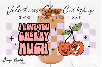 Retro Valentines Day Glass Can Wrap I Love You SVG