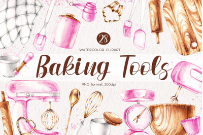 Watercolor baking tools clipart PNG