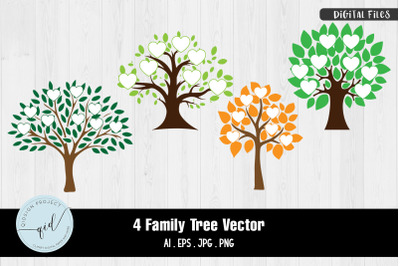 Family Tree Vector | 4 Variations