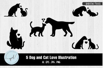 Dog and Cat Love | 5 Variations