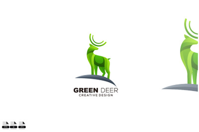 green deer logo gradient color design template