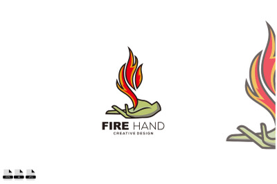 fire hand vector design illustration logo template