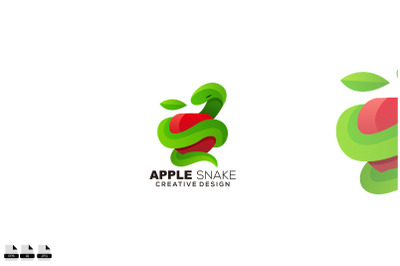 apple snake logo illustration template design colorful