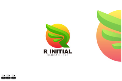 initial r with wings icon logo design colorful