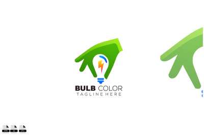 bulb energy with hand logo design gradient color