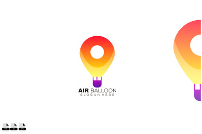 air balloon with pin location logo vector design symbol