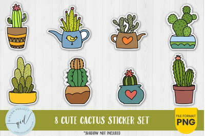 Cute Cactus Sticker Set | 8 Variations