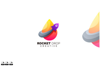 rocket with water drop logo template design color