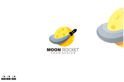 moon rocket design logo illustration template icon