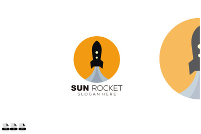 sun rocket design icon logo illustration symbol