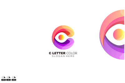 letter c logo colorful design illustration icon