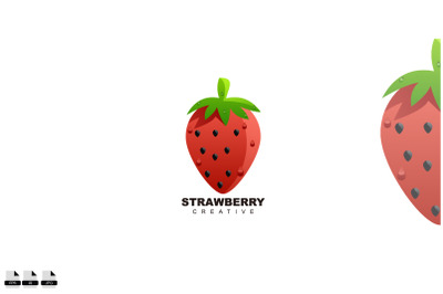 strawberry fruit illustration symbol logo design