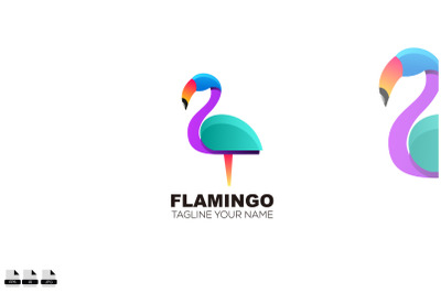 flamingo colorful design vector logo template