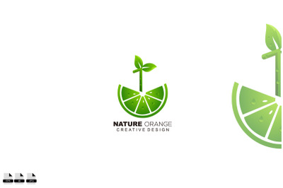 nature orange logo illustration design symbol