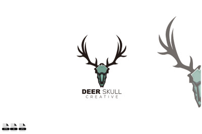 deer skull design mascot logo template icon