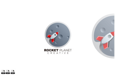 rocket planet symbol logo design animation