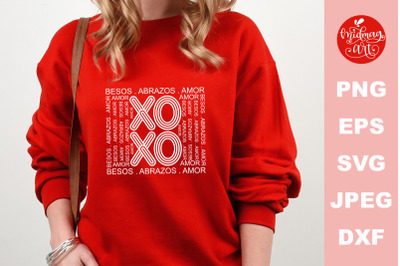 Xoxo besos abrazos amor svg, valentines cut file