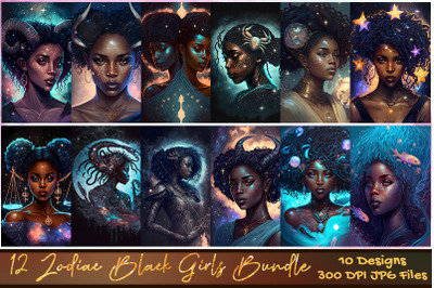 12 Zodiac Black Girls Bundle