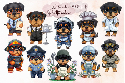 Watercolor Rottweiler Puppies Bundle