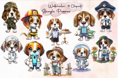 Watercolor Beagle Puppies Bundle