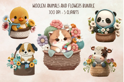 Woolen Animals And Flowers Bundle