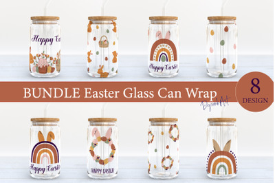 16oz Bundle Easter Can Glass Wrap Design Sublimation PNG