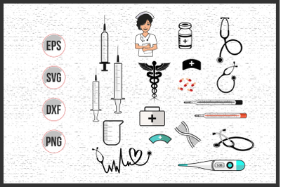 18 Medical elements vector set graphic with png