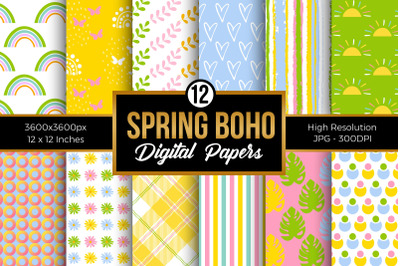 Boho Spring Digital Papers