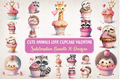 Cute Animals Love Cupcake Valentine Bundle