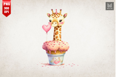 Cute Giraffe Loves Cupcake Valentine