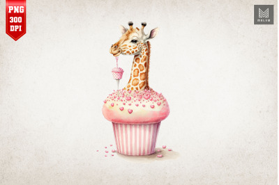 Cute Giraffe Loves Cupcake Valentine 3