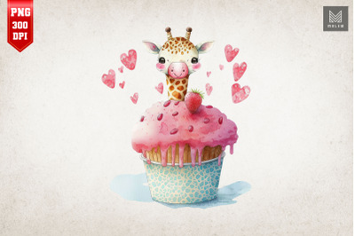 Cute Giraffe Loves Cupcake Valentine 4