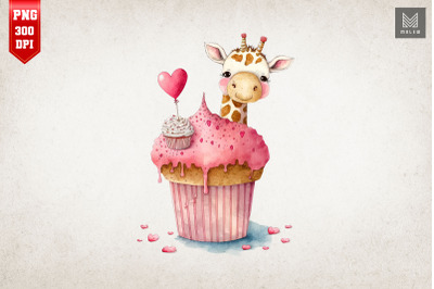 Cute Giraffe Loves Cupcake Valentine 5