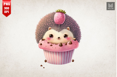 Cute Hedgehog Loves Cupcake Valentine